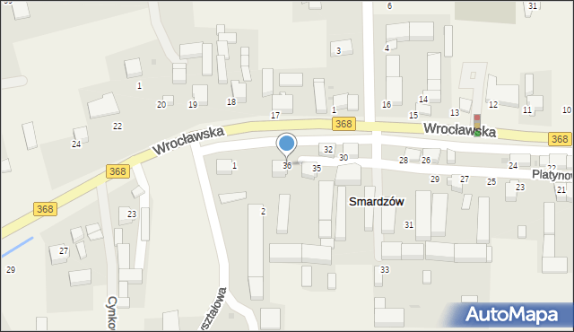 Smardzów, Platynowa, 36, mapa Smardzów