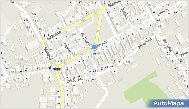 Śmigiel, Plac Rozstrzelanych, 8/9, mapa Śmigiel