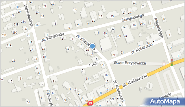 Sokółka, Plac Kilińskiego Jana, płk., 4B, mapa Sokółka