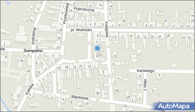 Sompolno, Plac Wolności, 12, mapa Sompolno