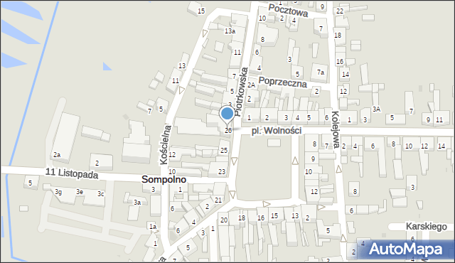 Sompolno, Plac Wolności, 26, mapa Sompolno