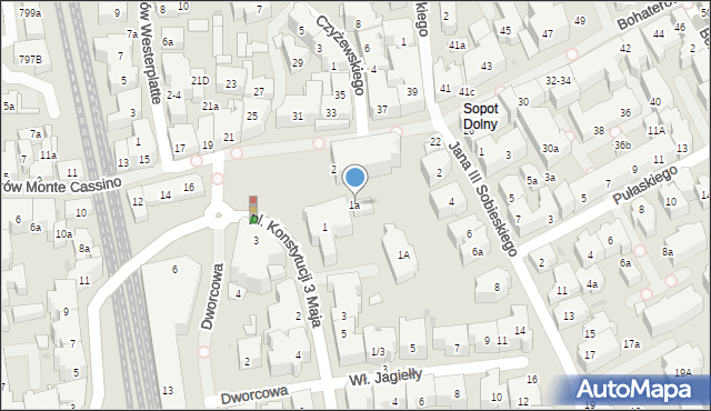 Sopot, Plac Konstytucji 3 Maja, 1a, mapa Sopotu