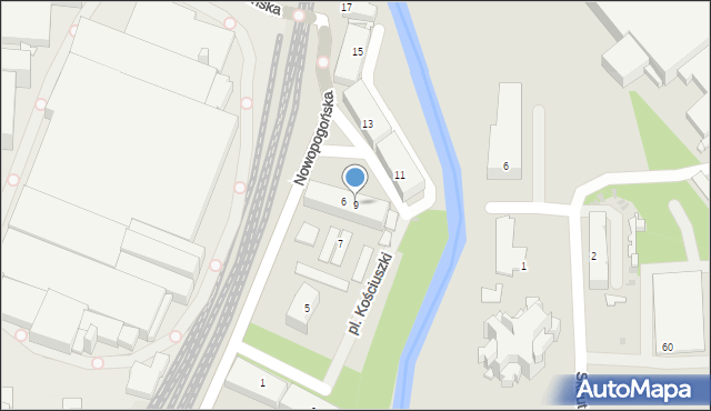 Sosnowiec, Plac Kościuszki Tadeusza, gen., 9, mapa Sosnowca