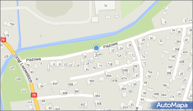 Sosnowiec, Plażowa, 20, mapa Sosnowca