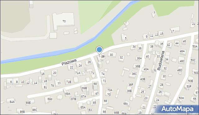Sosnowiec, Plażowa, 28A, mapa Sosnowca
