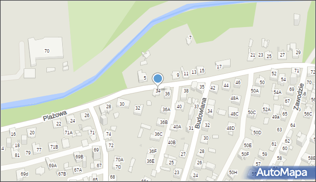 Sosnowiec, Plażowa, 34, mapa Sosnowca