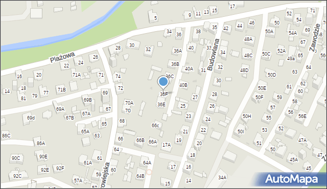Sosnowiec, Plażowa, 36F, mapa Sosnowca
