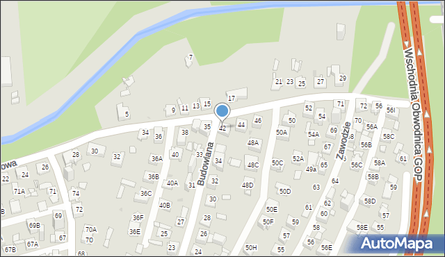 Sosnowiec, Plażowa, 42, mapa Sosnowca