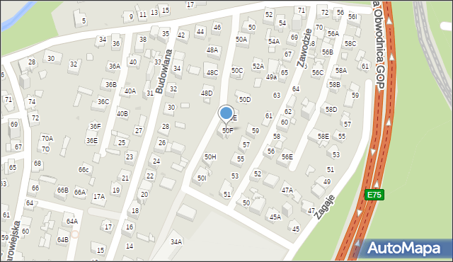 Sosnowiec, Plażowa, 50F, mapa Sosnowca