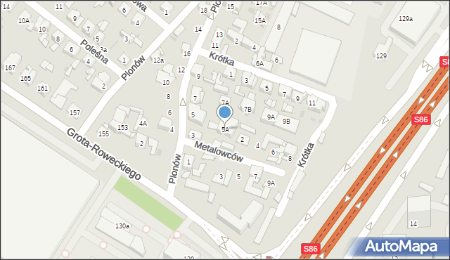 Sosnowiec, Plonów, 5A, mapa Sosnowca