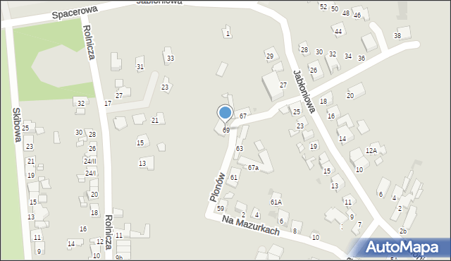 Sosnowiec, Plonów, 69, mapa Sosnowca