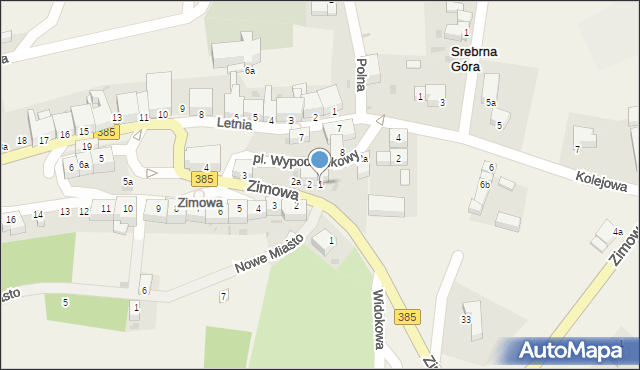 Srebrna Góra, Plac Wypoczynkowy, 1, mapa Srebrna Góra