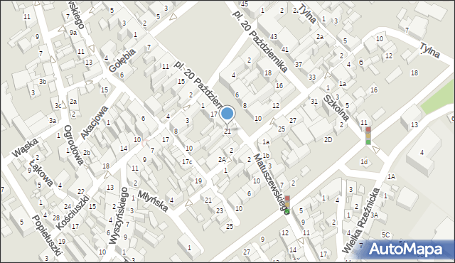 Śrem, Plac 20 Października, 21, mapa Śrem