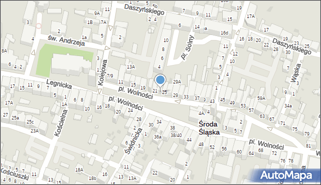 Środa Śląska, Plac Wolności, 23, mapa Środa Śląska