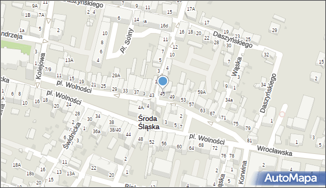 Środa Śląska, Plac Wolności, 45, mapa Środa Śląska