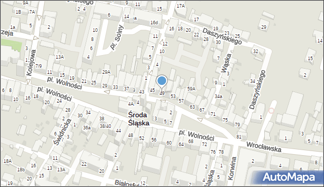 Środa Śląska, Plac Wolności, 49, mapa Środa Śląska