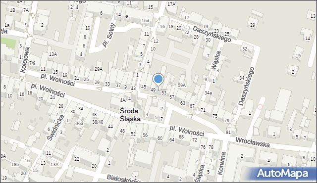 Środa Śląska, Plac Wolności, 51, mapa Środa Śląska