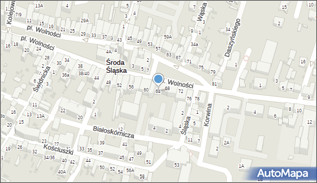 Środa Śląska, Plac Wolności, 64, mapa Środa Śląska