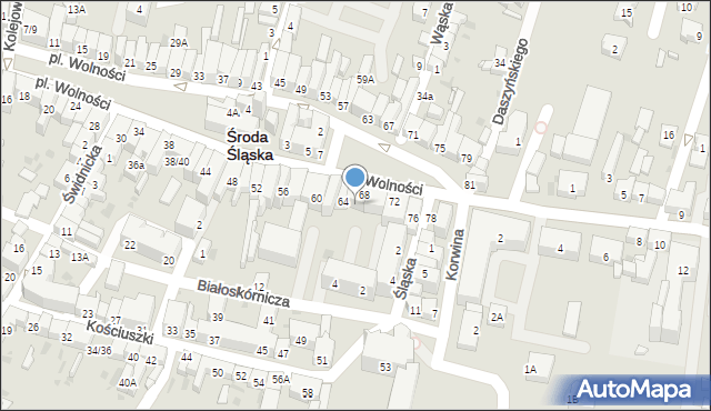 Środa Śląska, Plac Wolności, 66/68, mapa Środa Śląska
