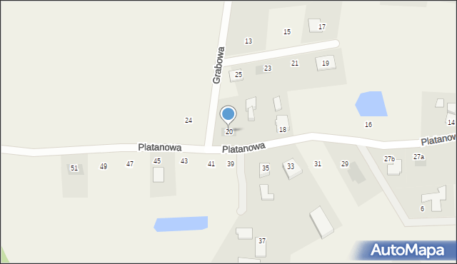 Stare Bielice, Platanowa, 20, mapa Stare Bielice