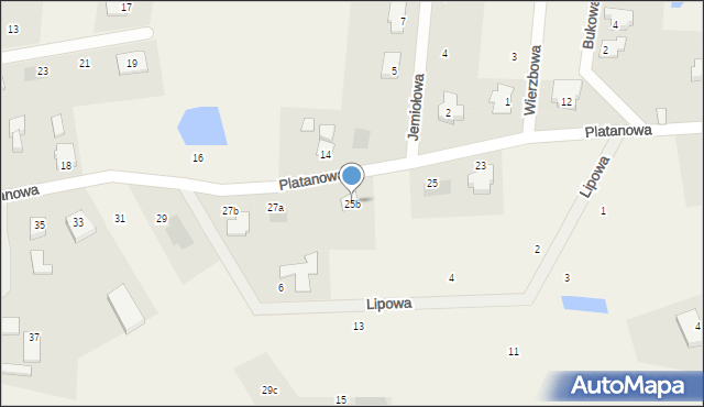 Stare Bielice, Platanowa, 25b, mapa Stare Bielice