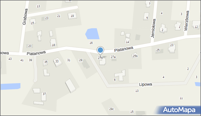 Stare Bielice, Platanowa, 27b, mapa Stare Bielice