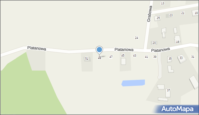 Stare Bielice, Platanowa, 49, mapa Stare Bielice