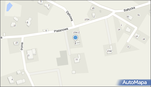 Stare Bielice, Platanowa, 9, mapa Stare Bielice