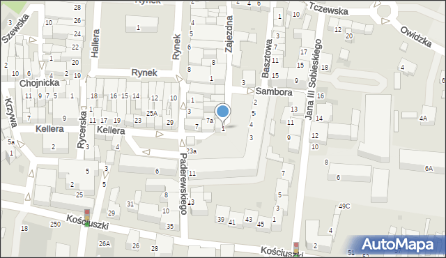 Starogard Gdański, Plac Koszarowy, 1, mapa Starogard Gdański