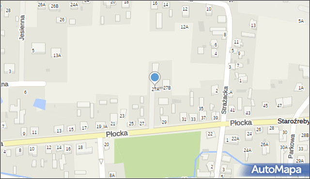 Staroźreby, Płocka, 27A, mapa Staroźreby