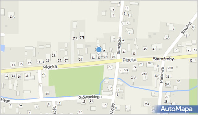 Staroźreby, Płocka, 33, mapa Staroźreby