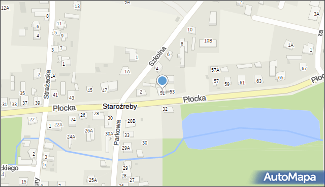 Staroźreby, Płocka, 51, mapa Staroźreby