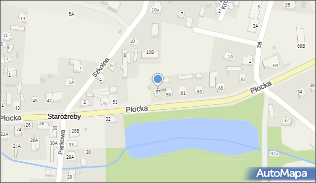 Staroźreby, Płocka, 57, mapa Staroźreby