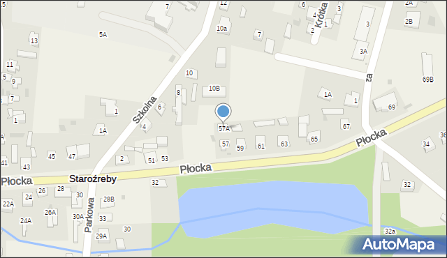 Staroźreby, Płocka, 57A, mapa Staroźreby