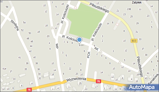 Stoczek Łukowski, Plac Kościuszki Tadeusza, gen., 7, mapa Stoczek Łukowski