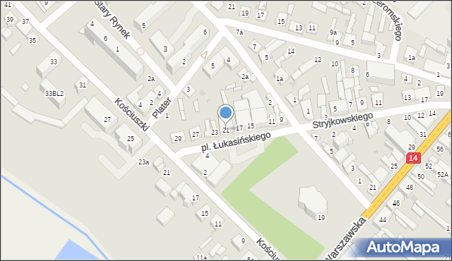 Stryków, Plac Łukasińskiego Waleriana, 21, mapa Stryków