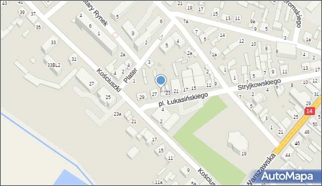 Stryków, Plac Łukasińskiego Waleriana, 25, mapa Stryków