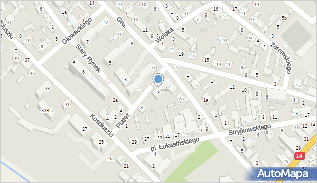 Stryków, Plater Emilii, 5, mapa Stryków