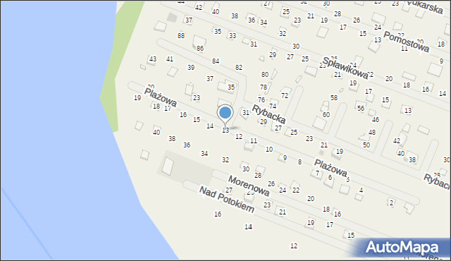 Strykowo, Plażowa, 13, mapa Strykowo