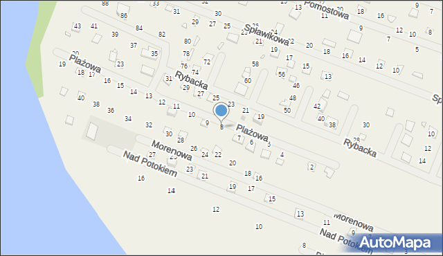 Strykowo, Plażowa, 8, mapa Strykowo
