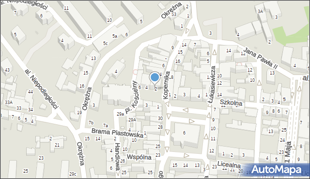Sulechów, Plac Kaczmarka Michała, ks., 2, mapa Sulechów
