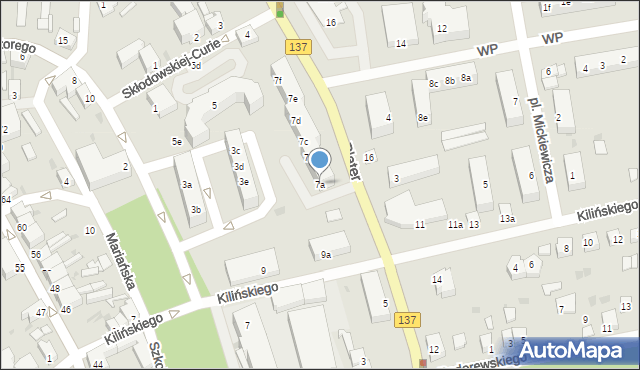 Sulęcin, Plater Emilii, 7a, mapa Sulęcin