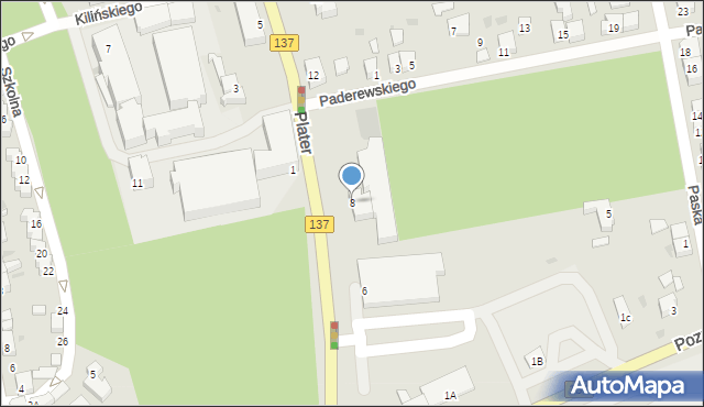 Sulęcin, Plater Emilii, 8, mapa Sulęcin