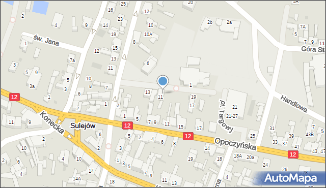 Sulejów, Plac Targowy, 15, mapa Sulejów