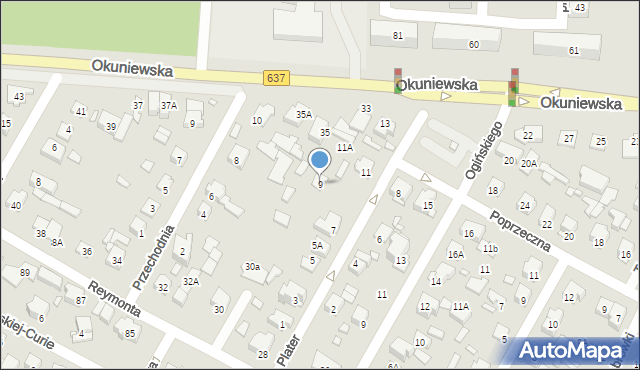 Sulejówek, Plater Emilii, 9, mapa Sulejówek