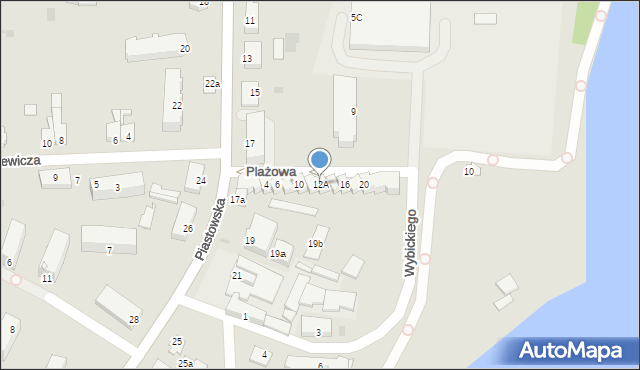 Susz, Plażowa, 12A, mapa Susz