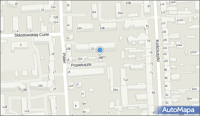 Suwałki, Plater Emilii, 18B, mapa Suwałk