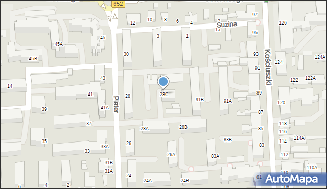 Suwałki, Plater Emilii, 28C, mapa Suwałk