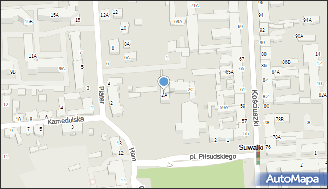 Suwałki, Plater Emilii, 2A, mapa Suwałk