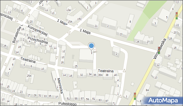 Świdnica, Plac Kombatantów, 1, mapa Świdnicy